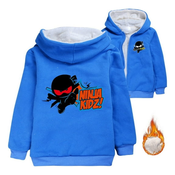 Ninja Kidz Red Ninja Hoodie – Kids Anime Cartoon Winter Fleece Lined Jacket – Boys Girls Warm Zip Up Plush Hooded Coat for School, Holidays, and Streetwear