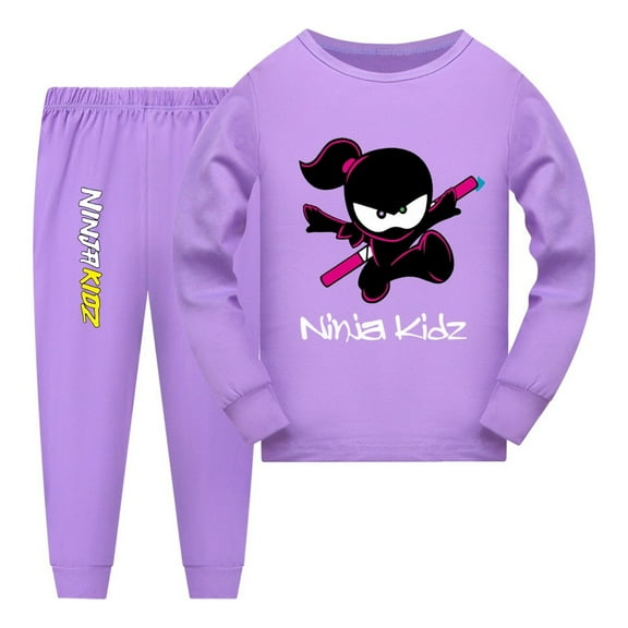 Ninja Kidz Sleep Attire for Boys Girls – Kids Nightwear Set with Cartoon Print – Toddler Youth PJs for Bedtime – Comfortable Cotton Loungewear Outfit