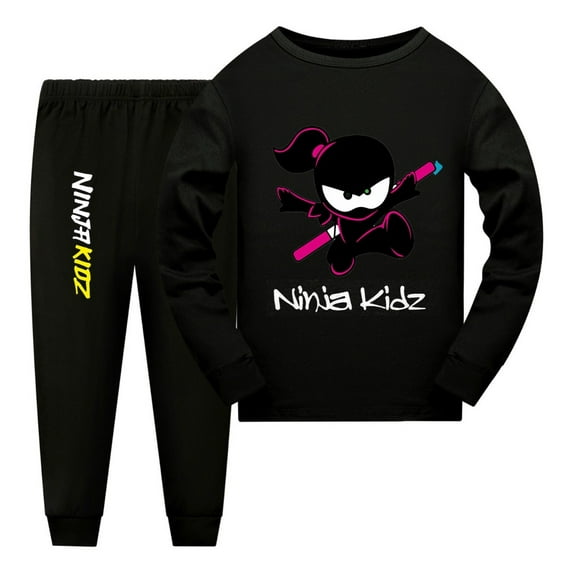 Ninja Kidz Sleep Attire for Boys Girls – Kids Nightwear Set with Cartoon Print – Toddler Youth PJs for Bedtime – Comfortable Cotton Loungewear Outfit