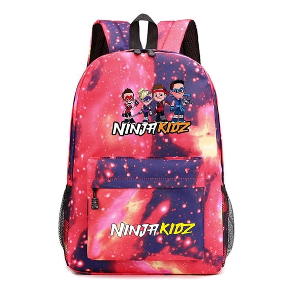 Ninja Kidz Space Red Galaxy Backpack, Nebula Burst Anime Daypack with Large Capacity and Laptop Pocket for School