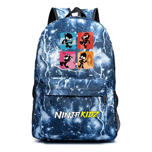 Ninja Kidz Starry Night Lightning Blue School Backpack, Cute Cool Anime Gaming Laptop Daypack for Students, Lightweight Travel Bag with Large Capacity
