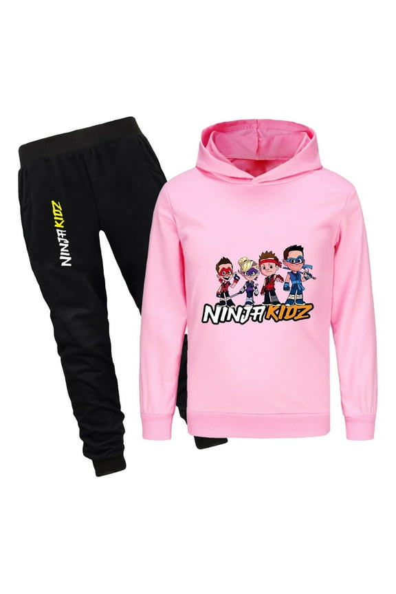 Ninja Kidz Tracksuit Set for Kids – Boys Girls Pullover Hoodie and Joggers – Stylish 2-Piece Outfit for Daily Activities