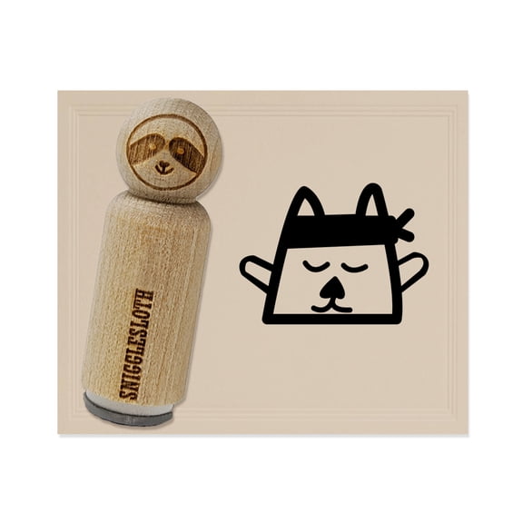 Ninja Kitty Cat Doodle Rubber Stamp for Scrapbooking Crafting Stamping - Mini 1/2 Inch