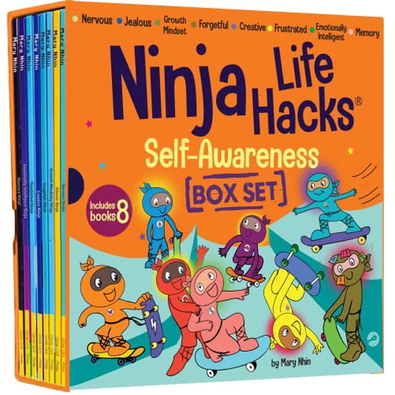 Pre-Owned Ninja Life Hacks Self Awareness 8 Book Box Set (Books 41-48: Frustrated Ninja, Nervous Ninja, Jealous Ninja, Growth Mindset Ninja, Forgetful Ninja, ... Emotionally Intelligent Paperback