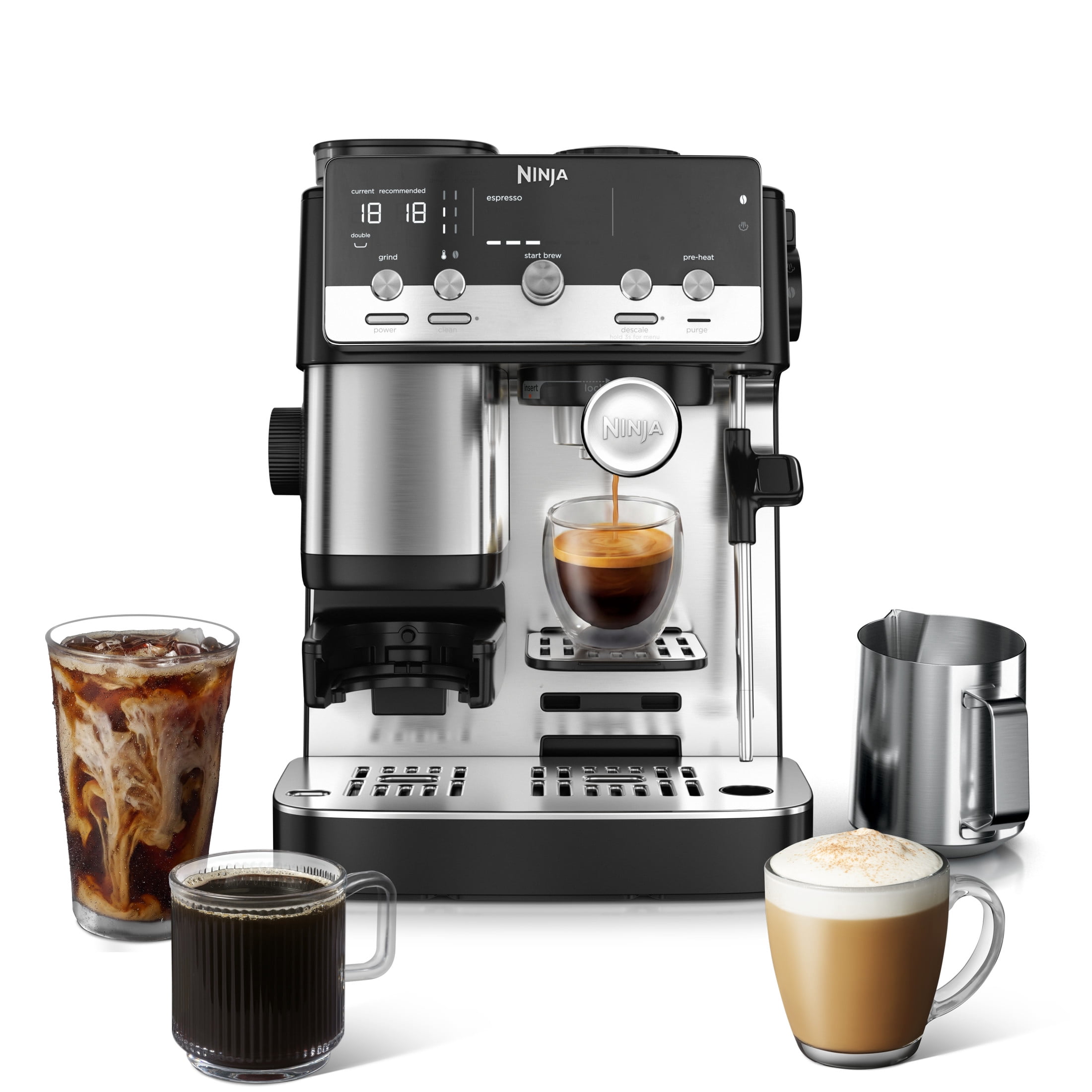 Ninja Luxe Café Mini Espresso Machine & Drip Coffee Maker with Built-in Grinder, Precision Scale & Manual Steam Wand for Lattes, Cappuccinos & More, ES301 Black