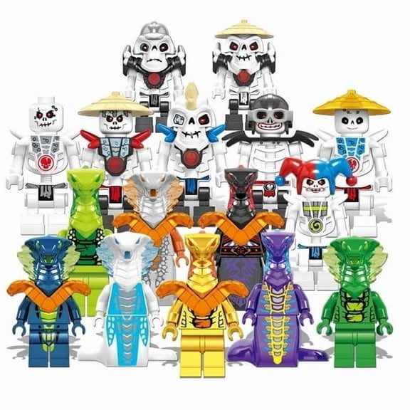 Ninja Minifigure Collection(16 PCS) - 1.77 Inch Villain Snake Monster Legion Building Block Set, Gifts for Boys Girls and Fans