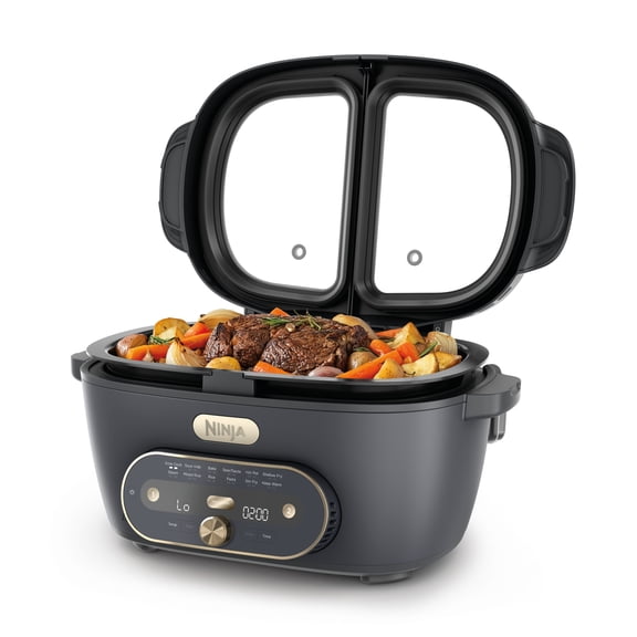 Ninja MultiPot XL 12-in-1 Multicooker with DualZone Technology, Cook 2 Meals At Once, Feeds 8, Slow Cook, Sear, Bake, Rice, Pasta, Hot Pot, 1500W, MZ1001BL1 Cyberspace