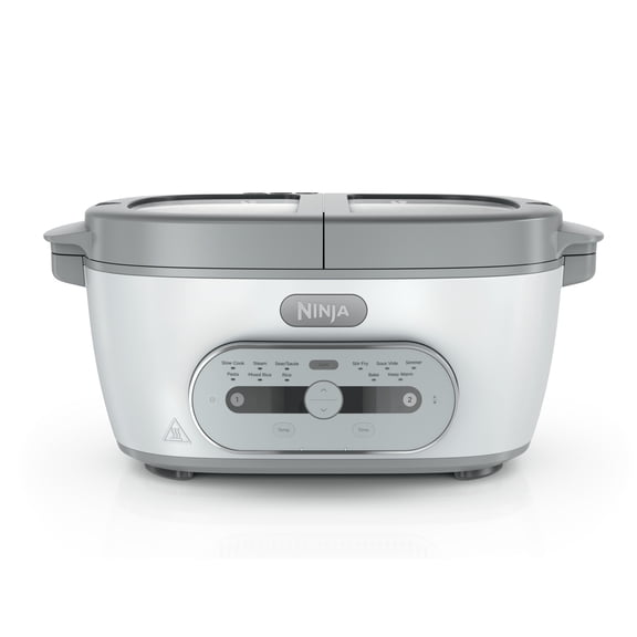 Ninja MultiPot 11-in-1 Multicooker with DualZone Technology, Cook 2 Meals At Once, Feeds 8, Slow Cook, Sear, Bake, Rice, Pasta, Hot Pot, 1500W, MZ1000WH White