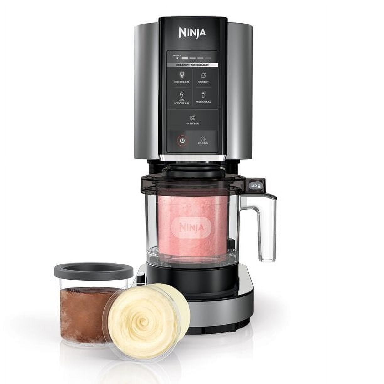  Ninja CN301CO CREAMi Ice Cream Maker, for Gelato, Mix-ins,  Milkshakes, Sorbet, Smoothie Bowls & More, 7 One-Touch Programs, with (3)  Pint Containers & Lids, Compact Size, Perfect for Kids, Black (Renewed)