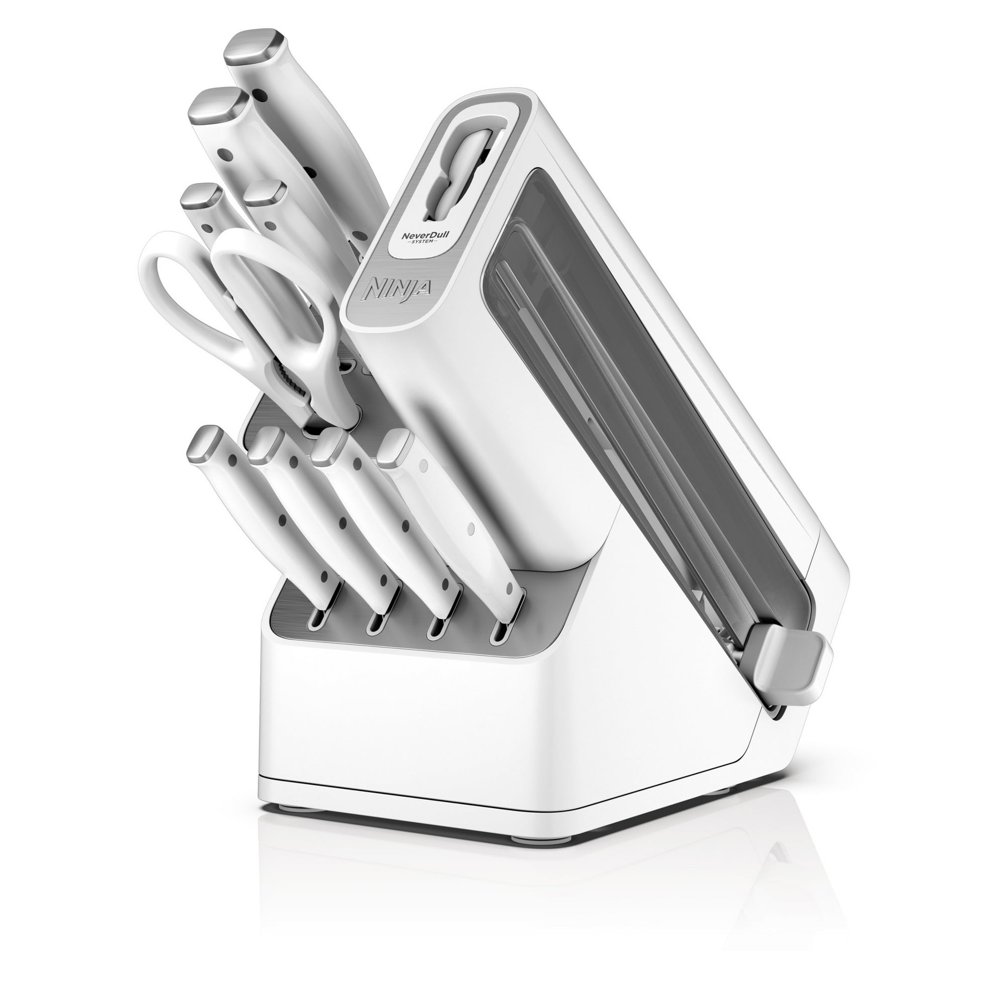 Ninja Foodi NeverDull 10-Piece Stainless Steel Essential Knife System with Sharpener, K12010WH White