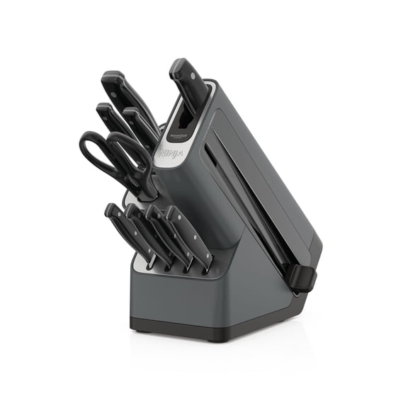 Ninja NeverDull Essential 10-Piece Knife System with Built-In Sharpener, Stain & Rust Resistant, K12010, Black and Gray