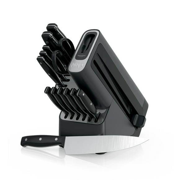 Ninja NeverDull 14-Piece Stainless Steel Essential Knife System with Built-in Sharpener, K12014 Black/Gray