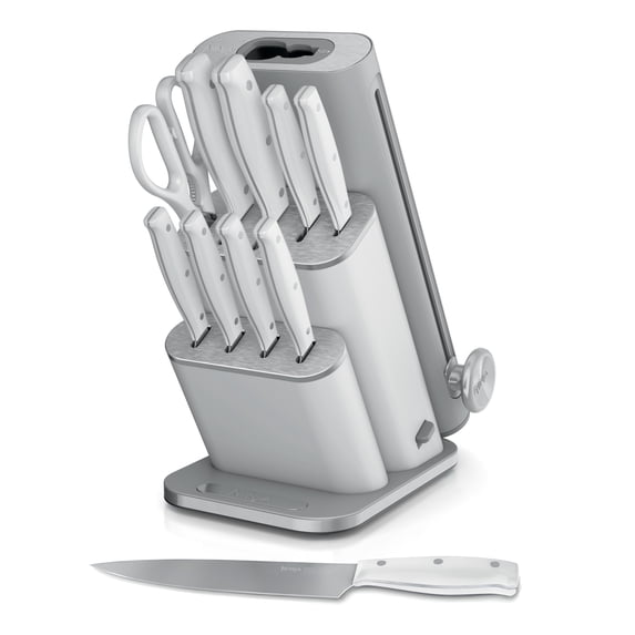 Ninja NeverDull Razor-Sharp 11-Piece Knife System with Removable Sharpener, Laser-Cut Blades, NK12011GY1, Light Gray