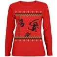 thumbnail image 1 of Ninja Ninjas Attack Ugly Christmas Sweater Womens Long Sleeve T Shirt Red 2XL, 1 of 1