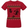 thumbnail image 1 of Ninja Ninjas Attack Ugly Christmas Sweater Womens Organic T Shirt Red SM, 1 of 1