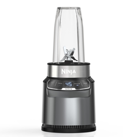 Ninja Nutri Pro Compact Personal Blender, 18-Oz and 24-Oz To-Go Cups & Spout Lids, Auto-iQ Technology, Smoothies, Crush, BN400 Stone Silver