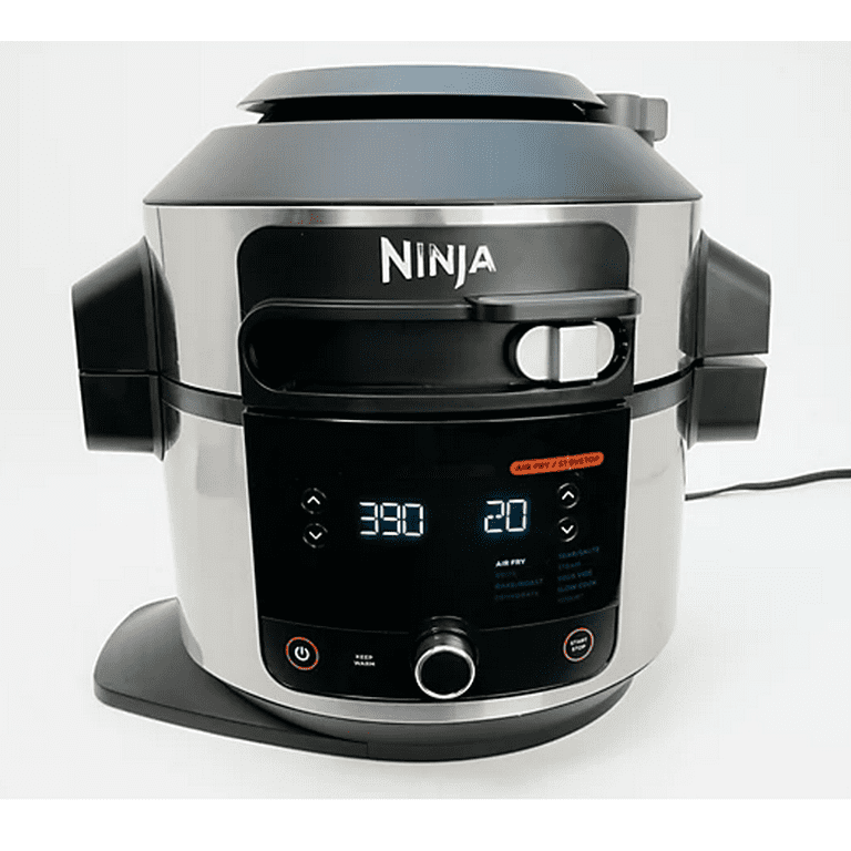  Ninja OL501 Foodi 6.5 Qt. 14-in-1 Pressure Cooker Steam Fryer  with SmartLid, that Air Fries, Proofs & More, with 2-Layer Capacity, 4.6  Qt. Crisp Plate & 25 Recipes, Silver/Black