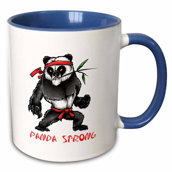 3drose, Ninja Panda. a Text Panda Strong. Inspirational Design, 11oz Two-tone Blue Mug