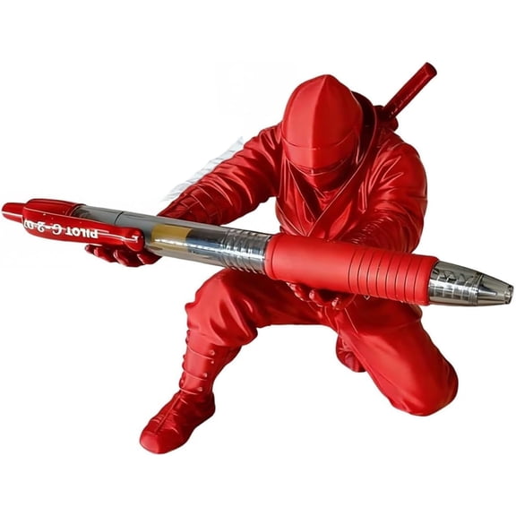 Ninja Pen Holder with Sword Model, 2026 New 3D Printed Desk Organizer Stand with Sculpture, Unique Creative Stationery Gift for Office Home Classroom (Red)