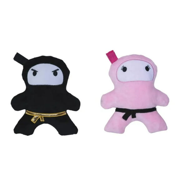 Pink & Black Ninja Love Plush Dog Toy Gift Set  with Squeaker & Crinkle Paper