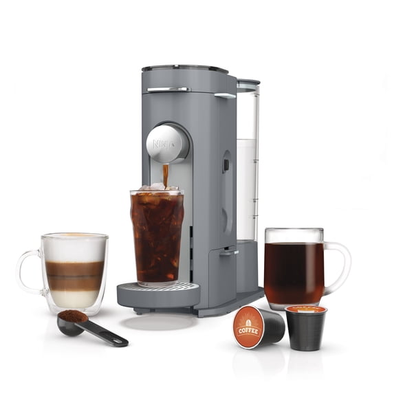 Ninja Pods & Grounds Single-Serve Coffee Maker, K-Cup Pod Compatible, 3 Brew Styles, PB040WMGY, Steam Gray