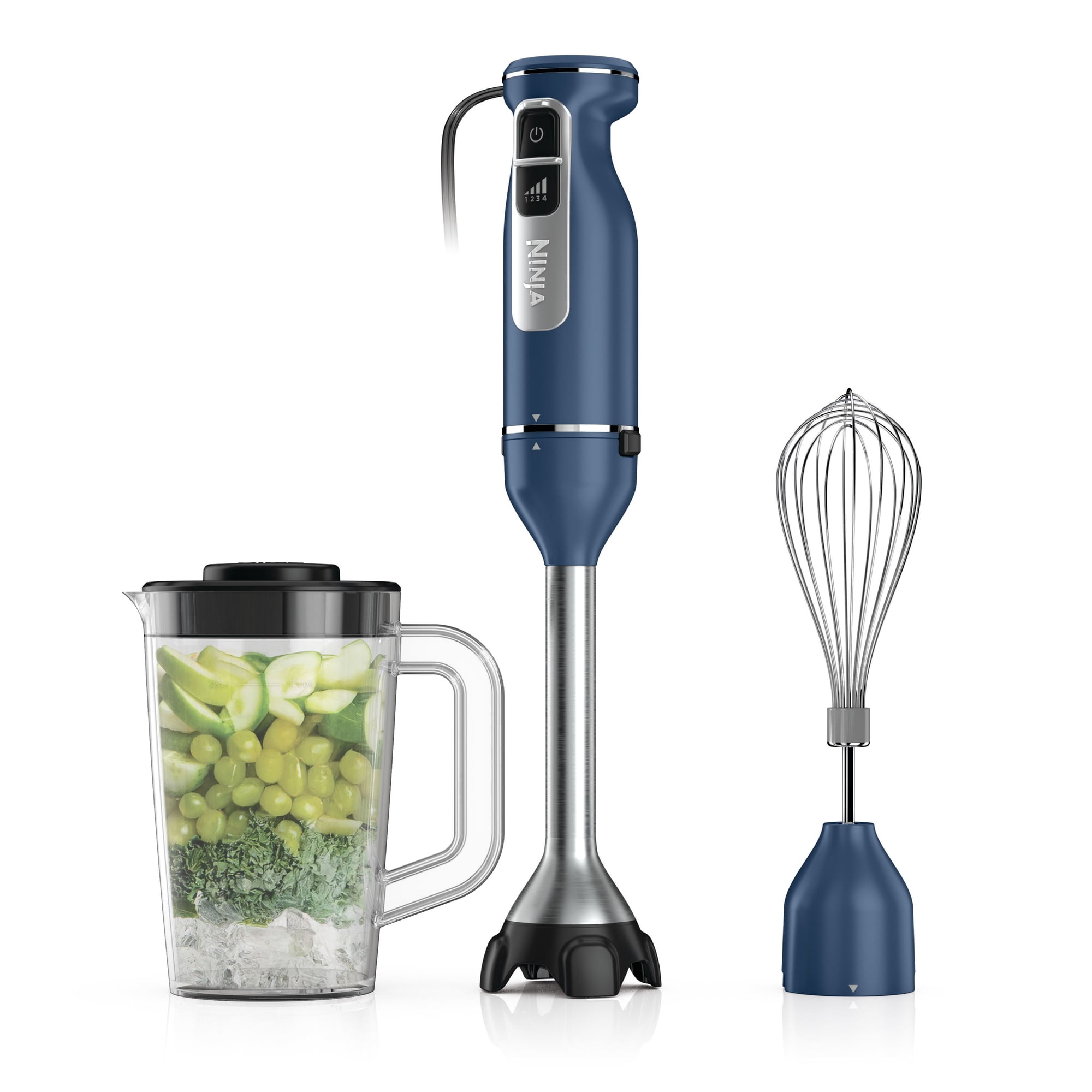 Ninja Power Duo Immersion Blender with Whisk Attachment & Blending Vessel, Deep Navy