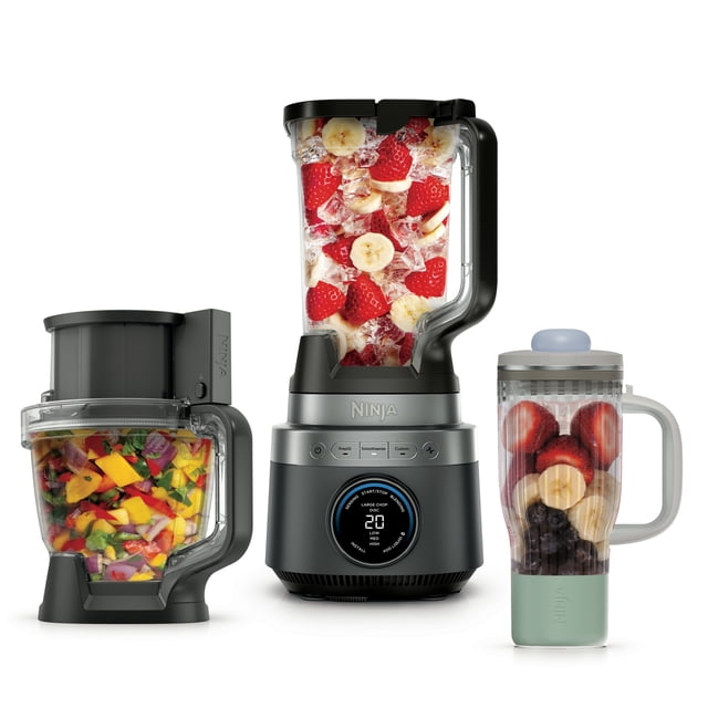 Ninja CrushBOSS 3-in-1 72 Oz Kitchen System, 1850 Peak Watts, SmoothSense, 3 Smart Presets, XL 72-oz Pitcher, BlendBOSS Tumbler, TotalPrepBOSS Food Processor, LB400 Onyx