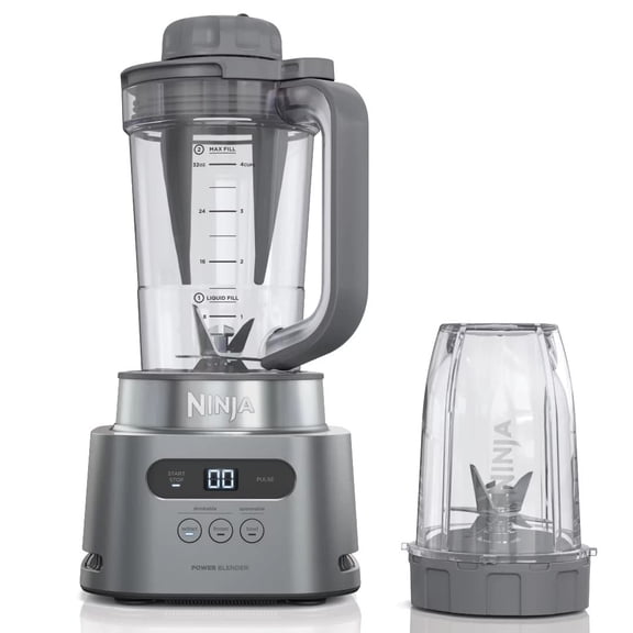 Ninja SS150 TWISTi Blender DUO, High-Speed 1500 WP Smoothie Maker & Nutrient Extractor* 3 Functions Smoothie, Frozen Drinks & Bowls, smartTORQUE, 34-oz. Pitcher & 18-oz. To-Go Cup, Cloud Silver (Rene