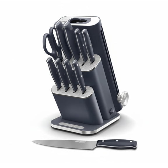 Ninja NeverDull Razor-Sharp 11-Piece Knife System with Removable Sharpener, Laser-Cut Blades, NK12011BL1, Cyberspace