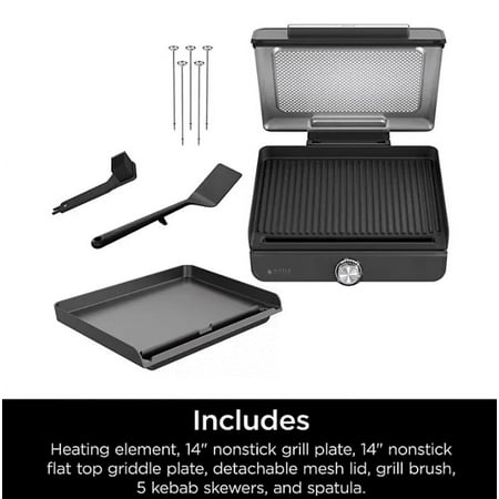 Ninja Sizzle Smokeless Indoor Grill & Griddle, Includes Grilling Accessories Model # GR101A