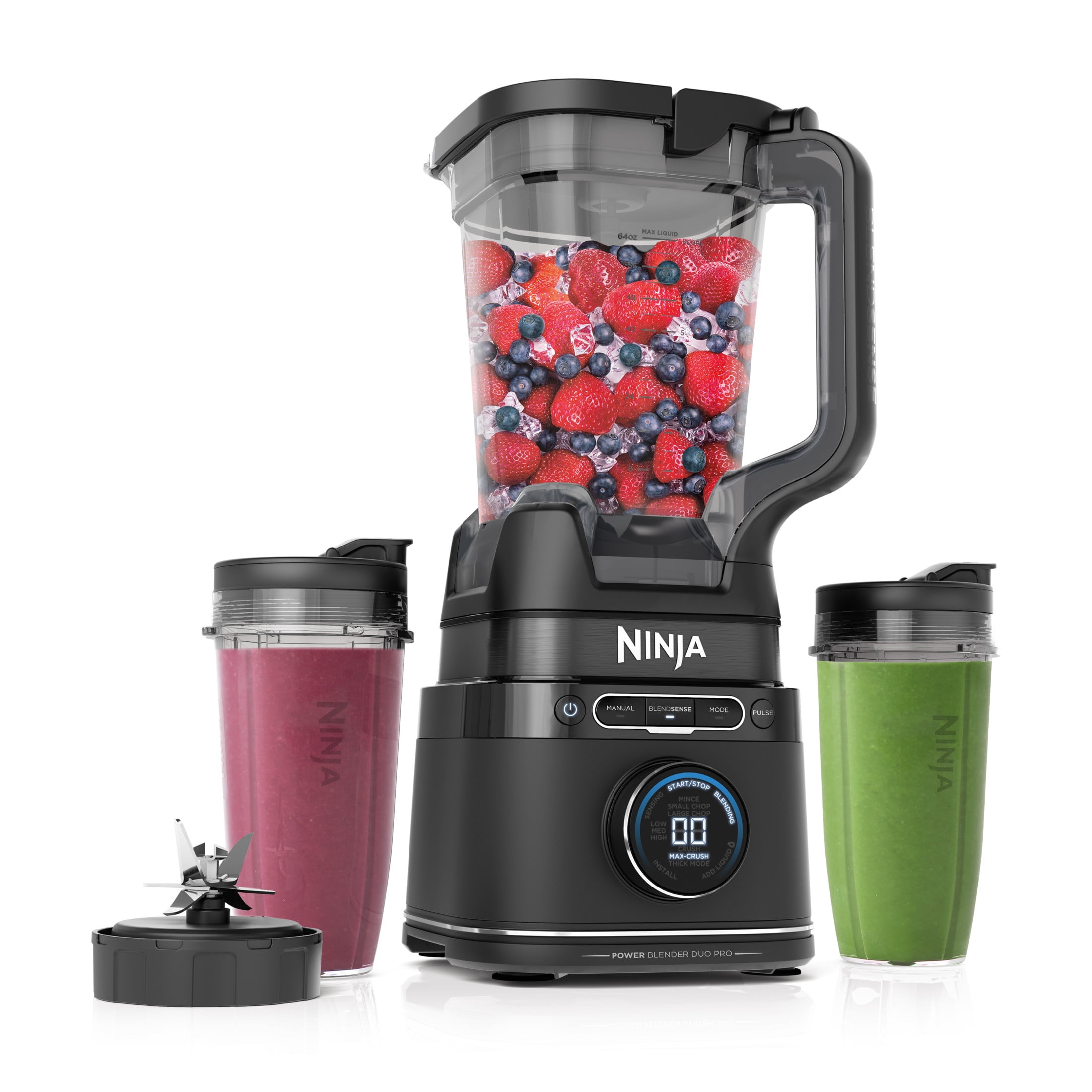 Ninja Black Stainless Steel 72-oz Countertop Blender with Travel Cups