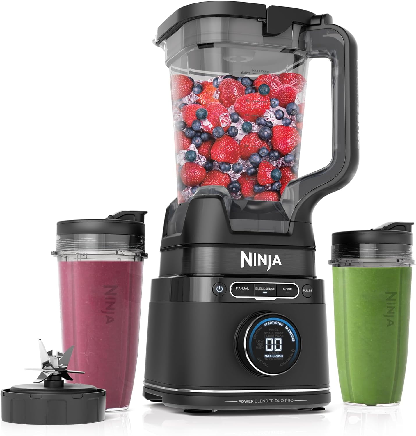 Ninja Black Stainless Steel 72-oz Countertop Blender with Travel Cups
