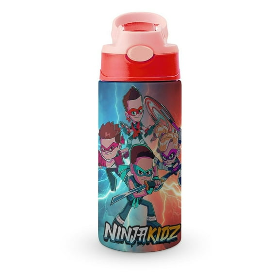 Ninja TV Kidz Insulated Stainless Steel Water Bottle with Straw Vacuum Reusable Leak Proof Water Cup