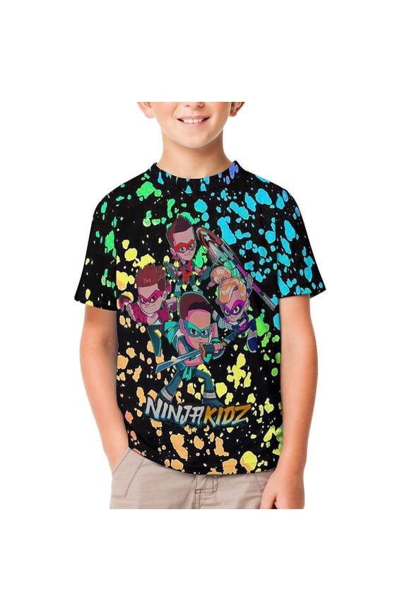 Ninja TV Kidz Youth T-shirt Short Sleeve Cotton Shirts Graphic Tees Tops Teen