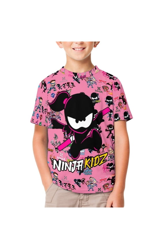 Ninja TV Kidz Youth T-shirt Short Sleeve Cotton Shirts Graphic Tees Tops Teen