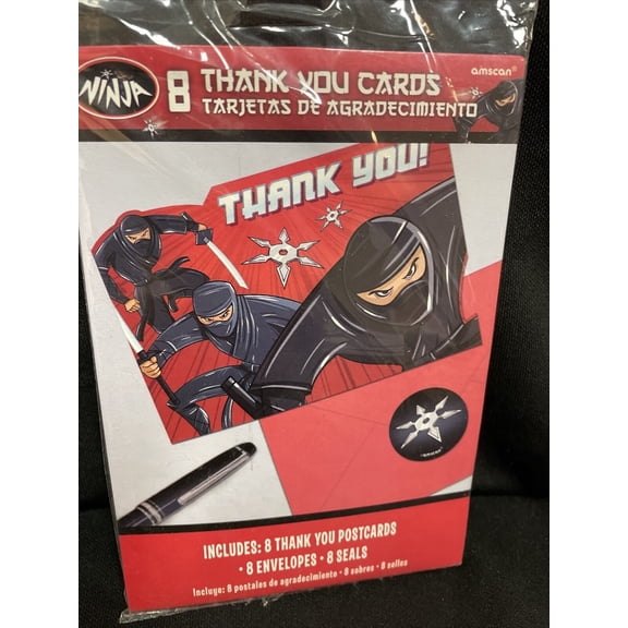 Ninja Thank You Poscards (8 Count) - Party Supplies
