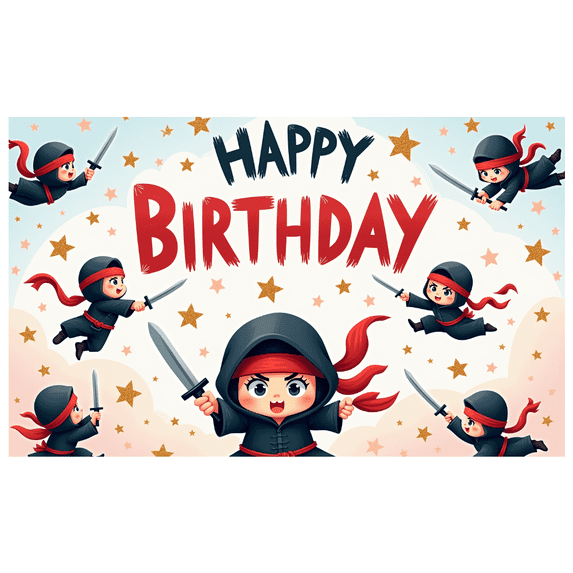 Ninja Theme Birthday Banner Cartoon Character Kids Party Decor for Children Celebration Birthday Party Indoor Event