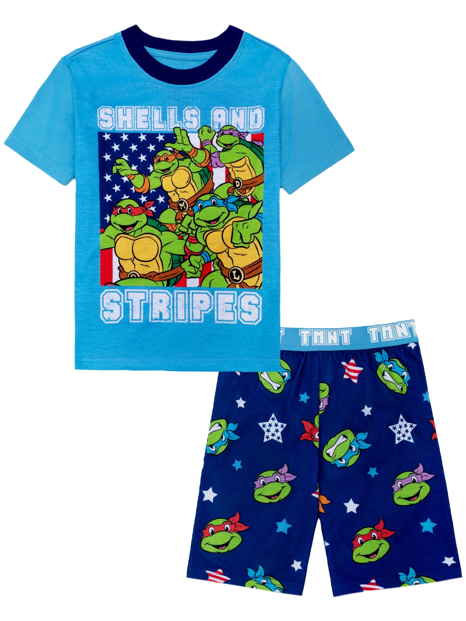 Ninja Turtles 2-Piece Short Sleeve and Short Pajama Set, Sizes 4-12