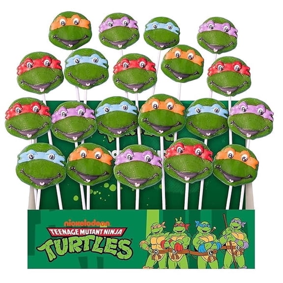 Bubblegum Kids Teenage Mutant Ninja Turtles Jumbo Lollipops, Hand Crafted Candy for Kids, 20-Pack