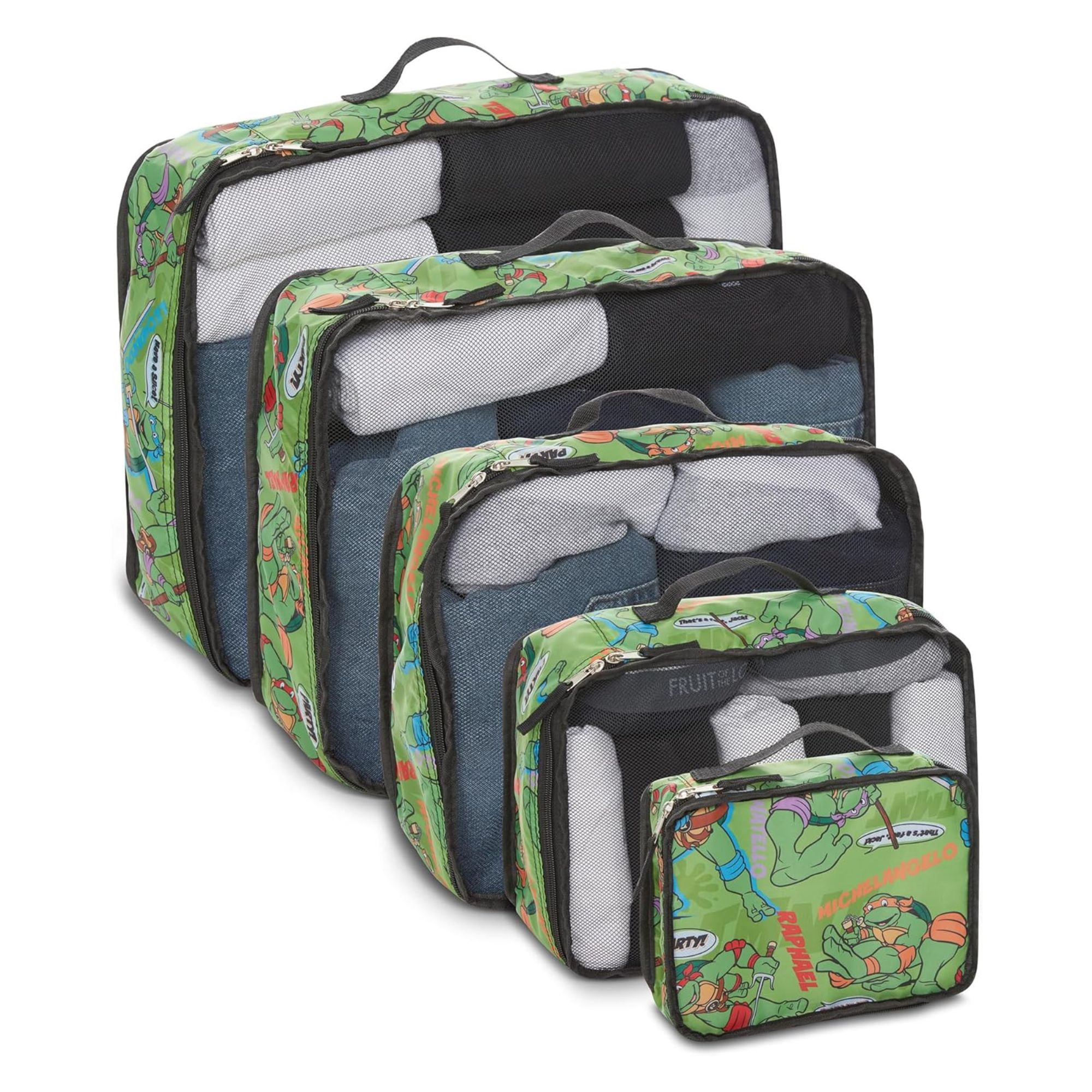 Ninja Turtles Packing Cube Set, Luggage Organizer 5 Piece Set Travel Essential Green