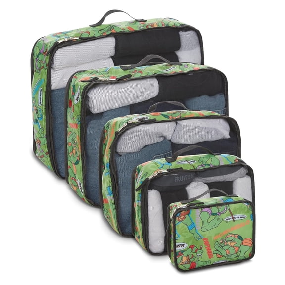 Ninja Turtles Packing Cube Set, Luggage Organizer 5 Piece Set Travel Essential Green
