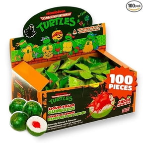 Bubblegum Kids Spooky Edition Teenage Mutant Ninja Turtles Liquid Filled Gumballs, Watermelon Flavor, 100 Count