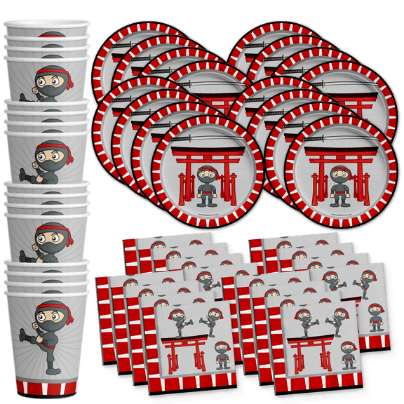Ninja Warrior Birthday Party Supplies Set Plates Napkins Cups Tableware Kit for 16