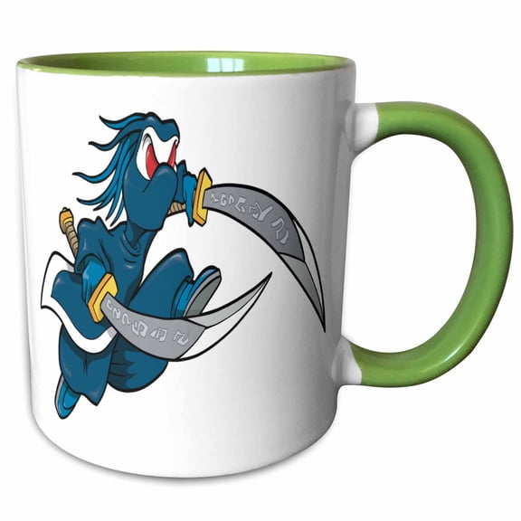 3drose, Ninja Warrior Monster Character, 11oz Two-tone Green Mug