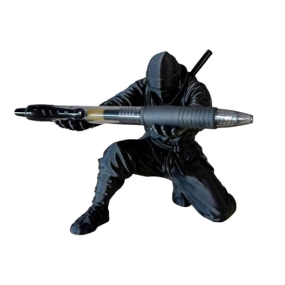 Ninja Warrior Pen Holder, 3D Printed Samurai Pen Holder, Desktop Organizer Figurine with Sword, Single Desk Pencil Stand, Realistic Creative Penholder Storage Accessories for Desk Office