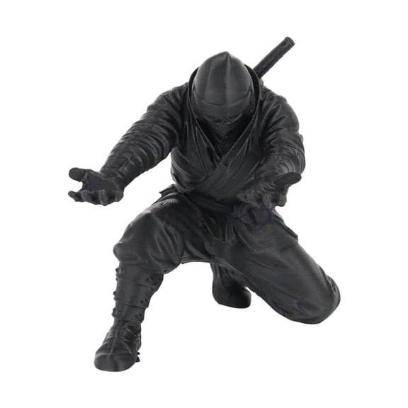 Ninja Warrior Pen Holder, Desktop Organizer Figurine, Black Samurai Desk Accessory with Sword