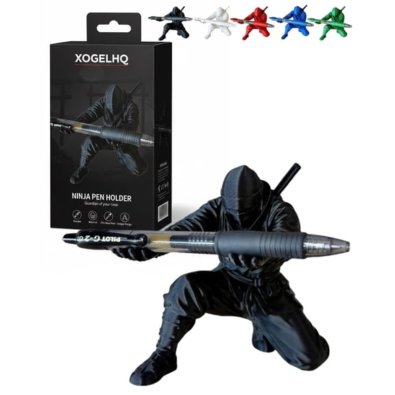 Ninja Warrior Pen Holder with Sword and Weapon Accessories, 2026 New 3D Printed Desk Organizer Stand with Sculpture, Unique Creative Stationery Gift for Office Home Classroom