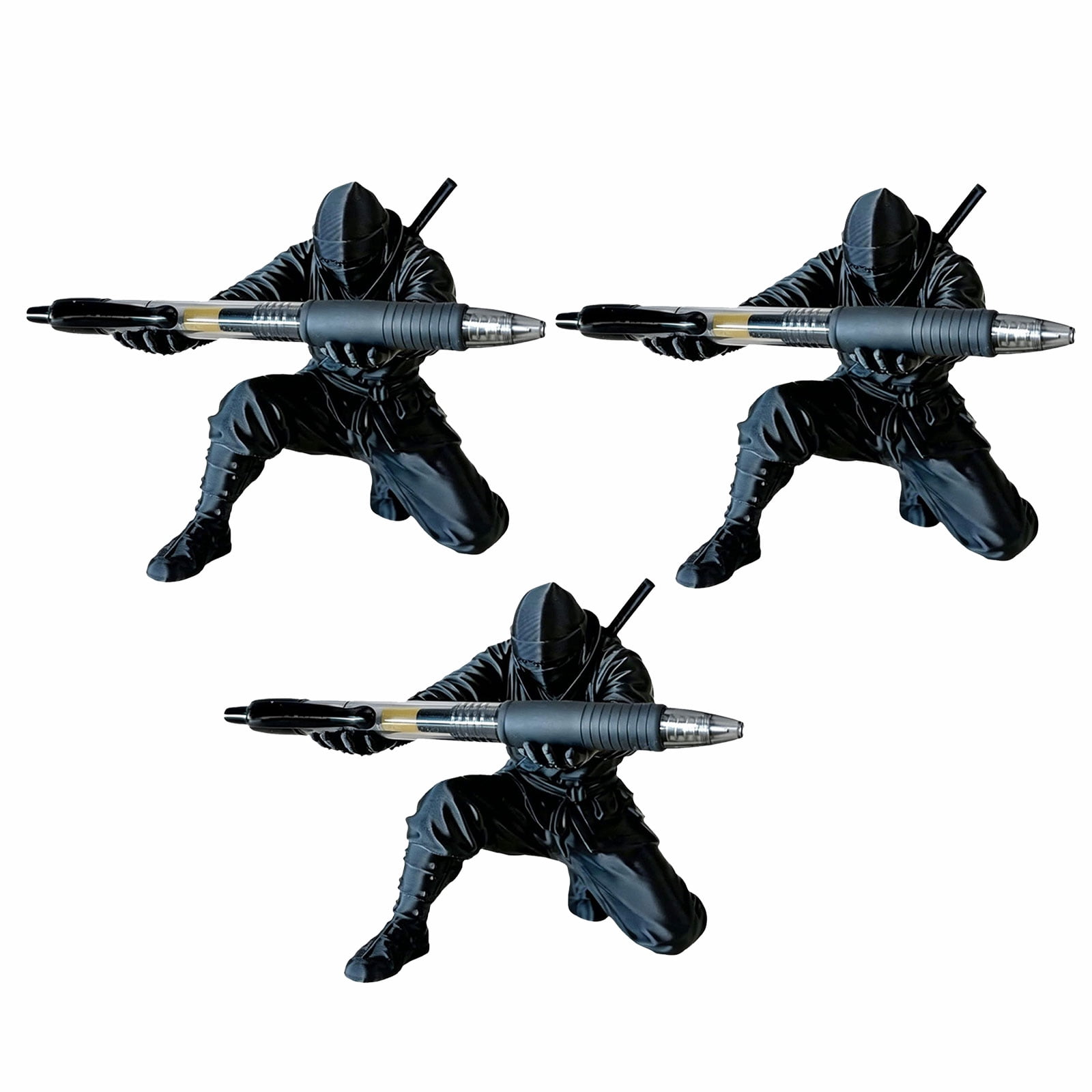 Ninja Warrior Pen Holder with Sword and Weapon Accessories, 2026 New 3D Printed Desk Organizer Stand with Sculpture, Unique Creative Stationery Gift for Office Home Classroom (3PCS)