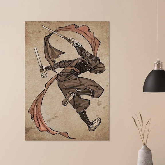 Ninja Warrior Poster, Vintage Japanese Wall Art, Shinobi Samurai Print, Feudal Japan Decor Unframed Size 24''x36'' GooGate