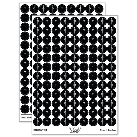Ninja Weapon Sai 200+ Round Stickers - Black - Gloss Finish - 0.50" Size
